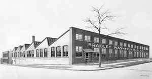 Bradley Washfountain Co. - An Innovative Beginning - In 1917, Harry Bradley (founder of Allen Bradley Corporation), sought a way to reduce the floor space required for a bank of sinks, and help workers wash their hands quicker so as not to waste all their break time standing in lines. By 1918, washfountain prototypes were created which allowed multiple users to wash up quickly. The idea was so successful, Harry Bradley patented the concept in 1919. When word spread of the revolutionary product, Bradley decided to sell the patent in order to concentrate on his own business. In 1921, The Bradley Washfountain Company opened for business with Gustav Grossenbach, Louis Schlesinger, and Howard A. Mullett as founding partners.