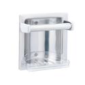 recessed bright polished stainless steel soap dish with towel bar - Model 9362