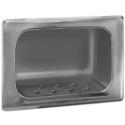 recessed satin finish stainless steel soap dish with mortar lugs - Model 9401