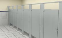 bathroom partitions in an airport style restroom