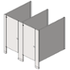 BIM model of toilet partitions made of stainless steel in a floor-braced configuration