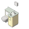 BIM model of a patient care combination sink, toilet and bedpan washer unit right configuration wall mount - Model LC840-L-Wall