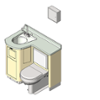 BIM model of a patient care combination sink, toilet and bedpan washer unit right configuration floor mount - Model LC840-R-Floor