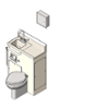 BIM model of an epoxy coated patient care combination sink and toilet unit right configuration floor mount - Model LC500-R-Floor
