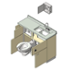 BIM model of a patient care combination sink, swing out toilet and bed pan washer unit left configuration floor mount - Model LC750-L-Floor