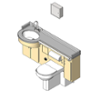 BIM model of a patient care combination sink, toilet, bedpan washer, and storage closet unit right configuration - Model LC2000-R