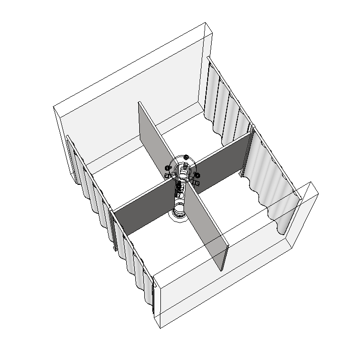 BIM model of a 4 stall Modesty Module shower fixture and privacy enclosure - Model MM4000