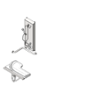 BIM model of a surface mounted ADA-Compliant wall shower with hand held showerhead attached by flexible stainless steel hose valve is on the right side and the shower seat is on the left, with slide bar - Model HN250-VR-SL-SB