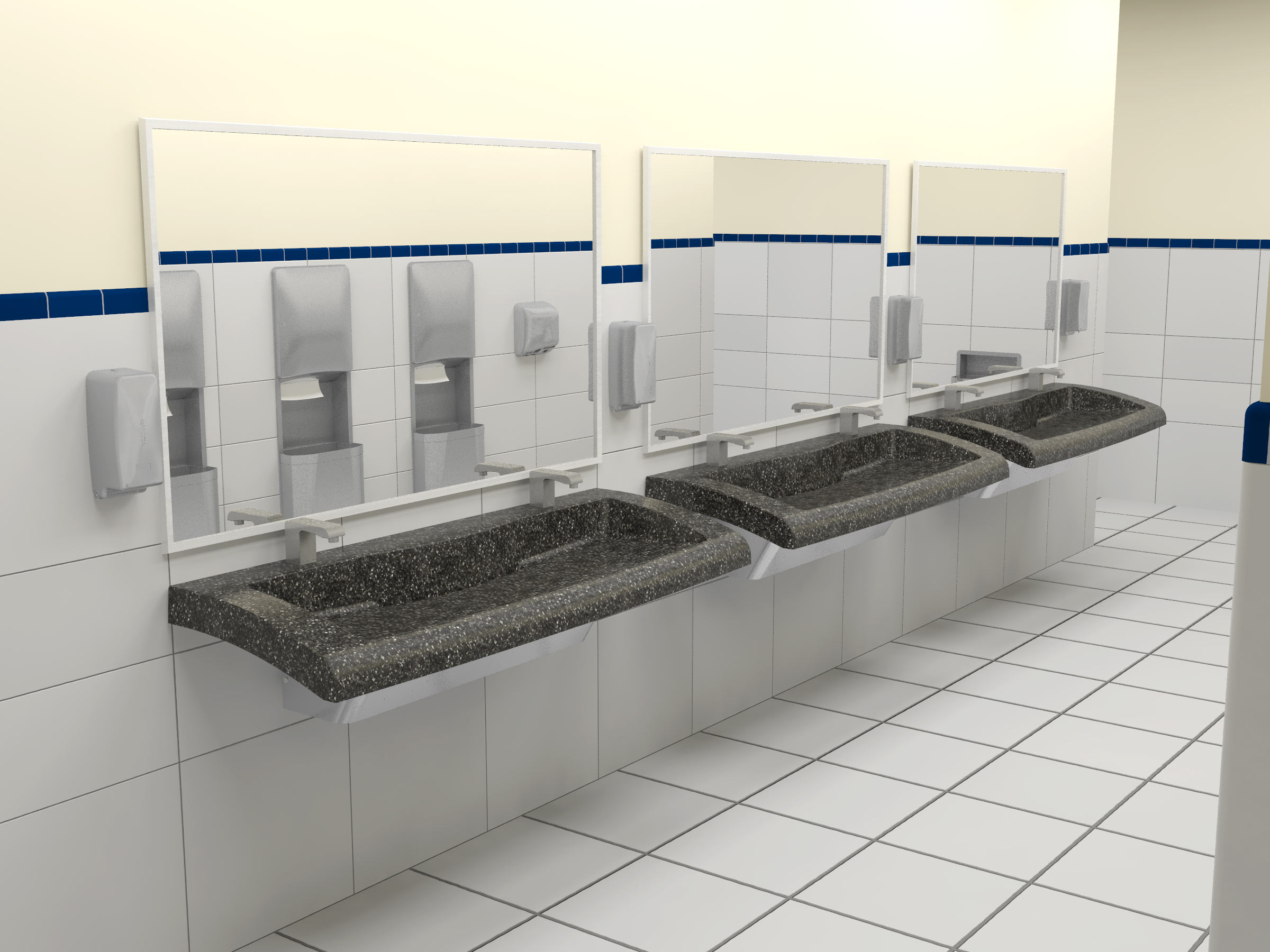 Airport bathroom featuring the Verge G-Series Lavatory system
