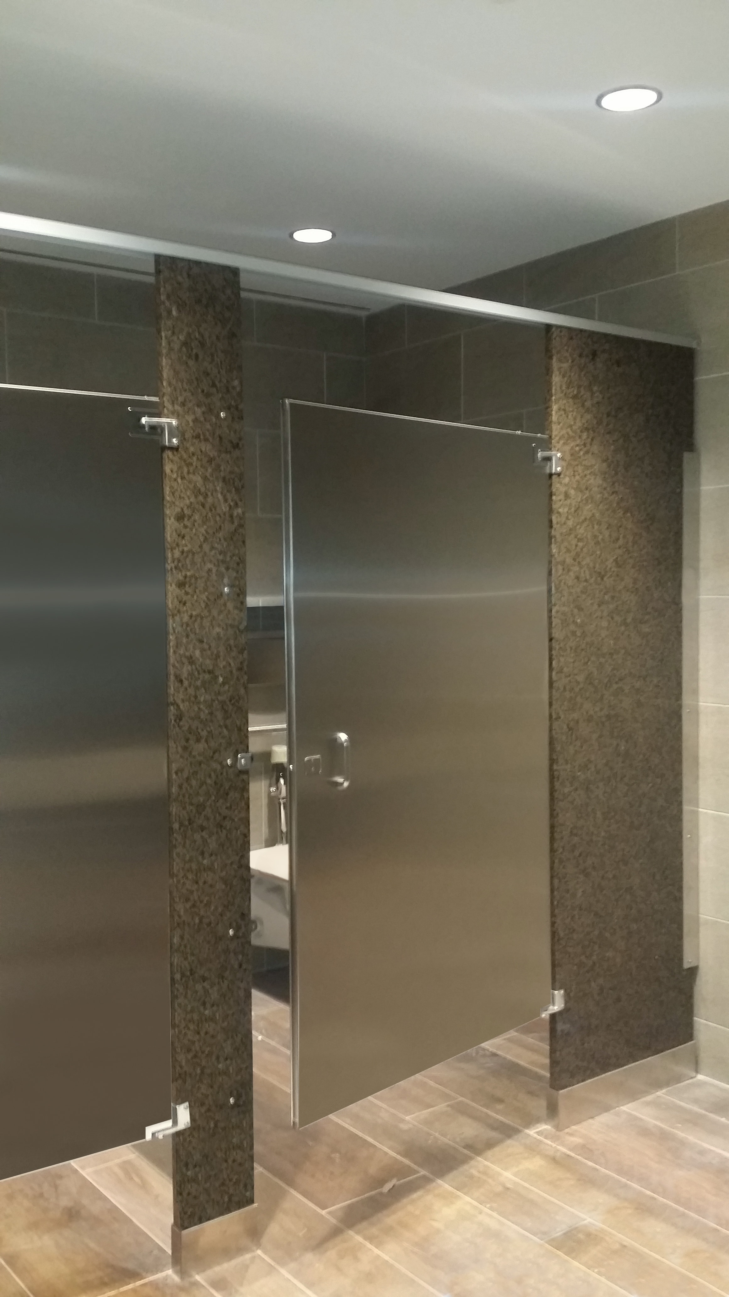 Granite Toilet partitions with Stainless steel doors