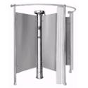Privacy Multi-Stall with Curtains 2 to 3 Person Stainless Steel Preassembled Column Shower with Drain Fitting and Soap Dish - Model COL-2C-MS, COL-3C-MS
