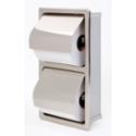 Recessed Stainless Steel Hinged Hood Stacking Dual Roll Toilet Tissue Dispenser with Non-Controlled Delivery - Model 5127