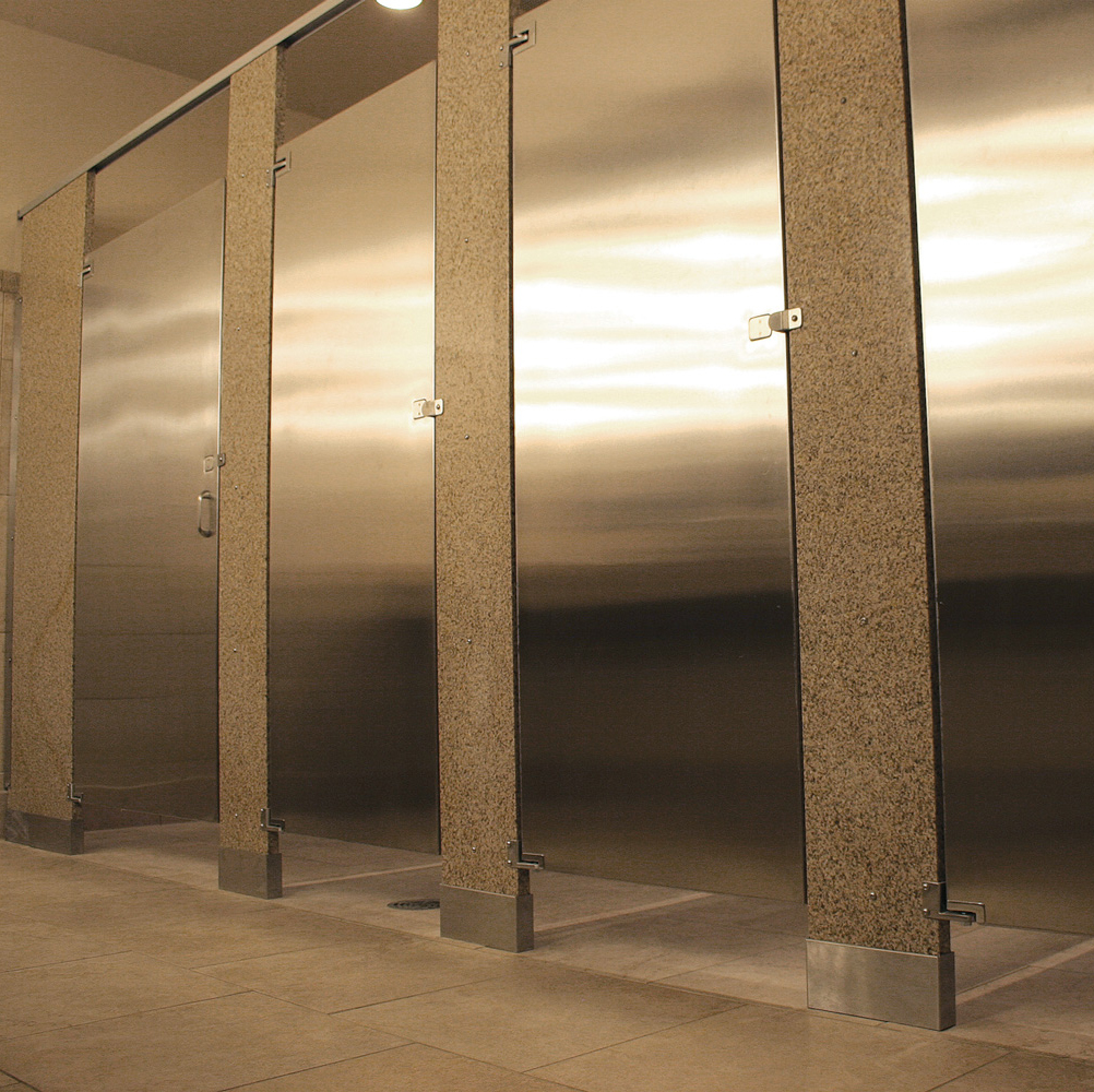 Decorative, High-end Commercial Granite & Stainless Steel Partitions